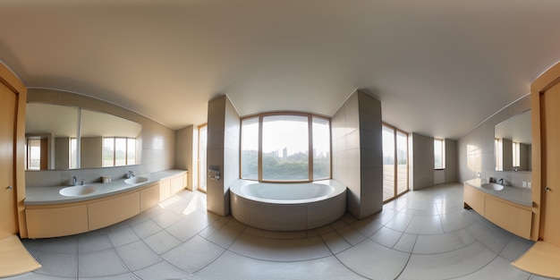Бесплатное фото Кадр для панорамной композиции ванной комнаты