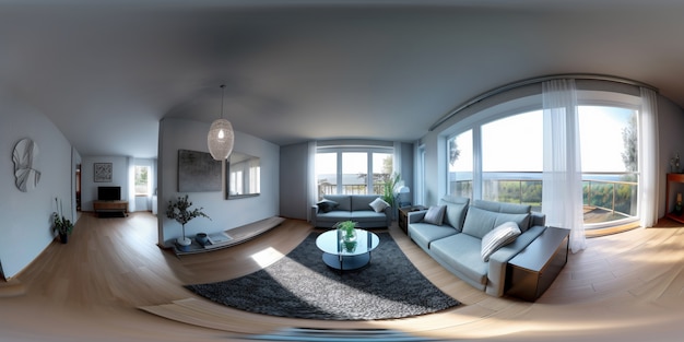 Free photo shot for panoramic composition of living room