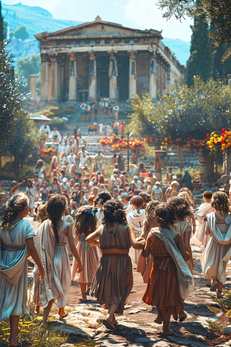 Free Photo showcase of kids' lives in ancient greece