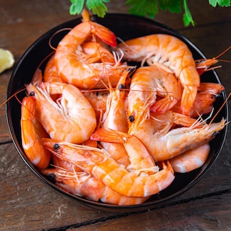Shrimp food prawn seafood healthy meal food snack on the table copy space food background