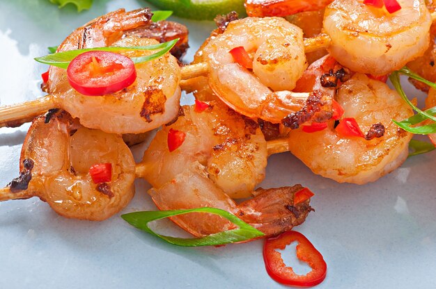 Shrimp sauteed in garlic and soy caramel