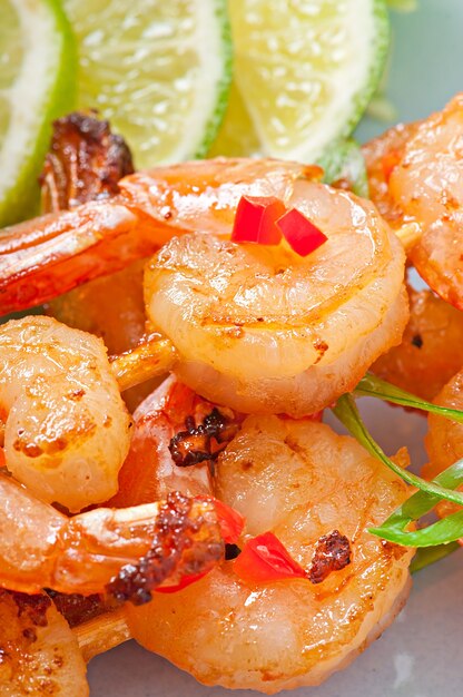 Shrimp sauteed in garlic and soy caramel