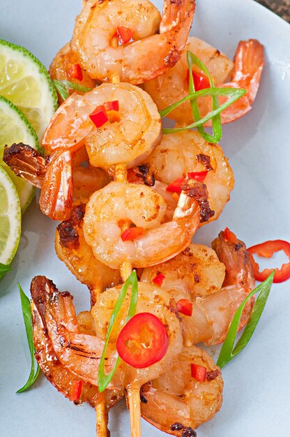 Shrimp sauteed in garlic and soy caramel