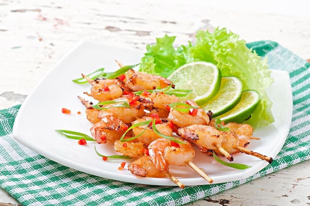 Shrimp sauteed in garlic and soy caramel