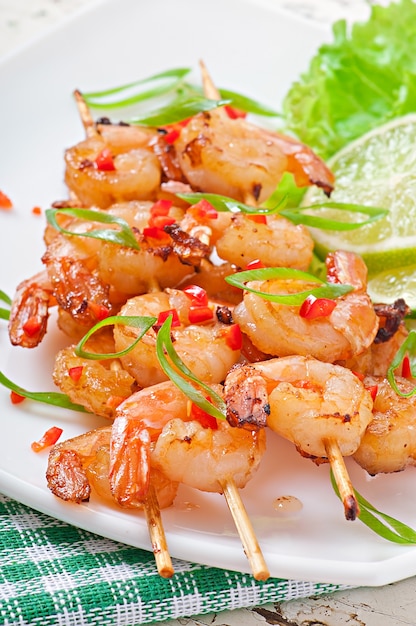 Shrimp sauteed in garlic and soy caramel