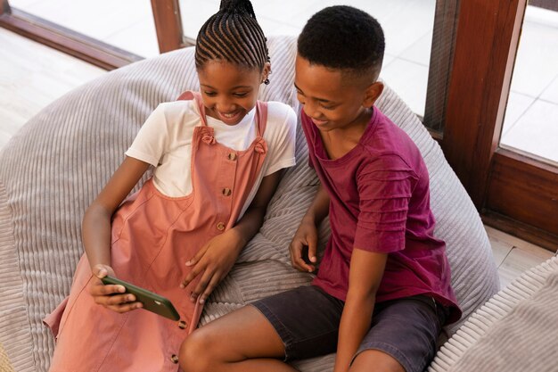 Siblings having fun together