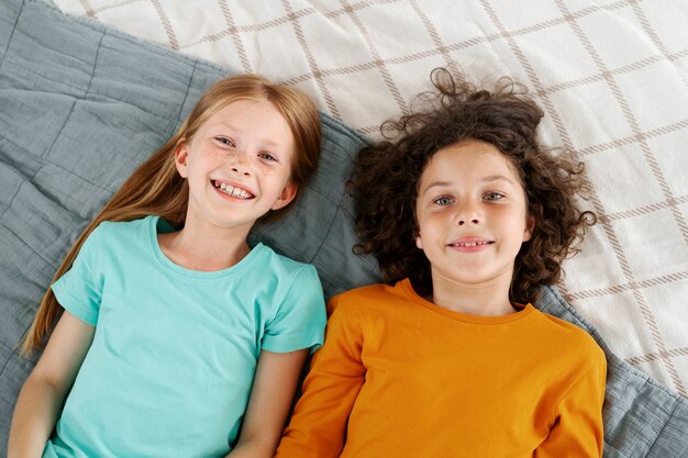 Siblings spending time together at home