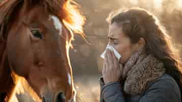 Free photo sick adult blowing their snot