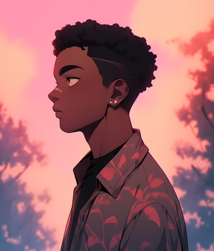 Free Photo side view anime style man portrait