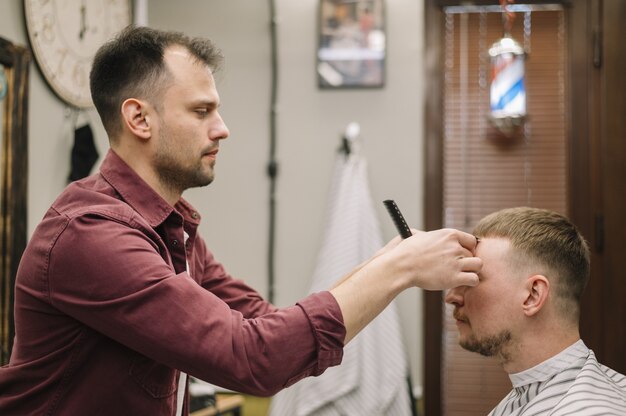 Side view of barbershop concept