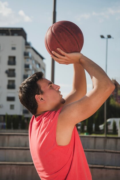 Side view of basketball player