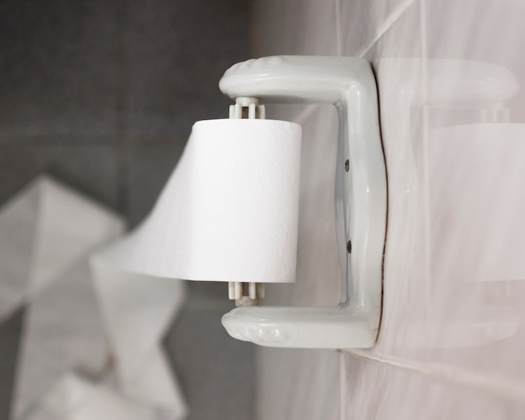 Free Photo side view bath view with toilet paper roll