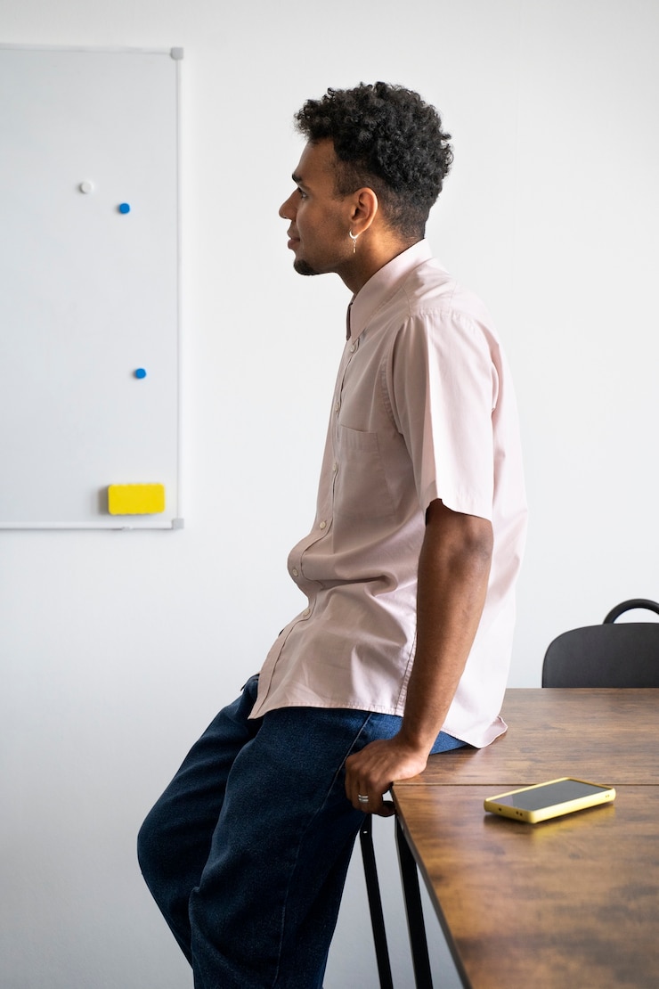 Free Photo side view black man at work