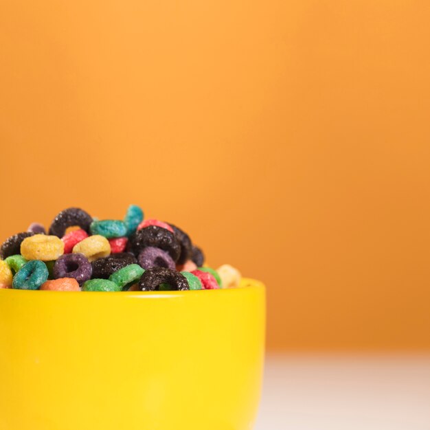 Side view bowl full with cereals