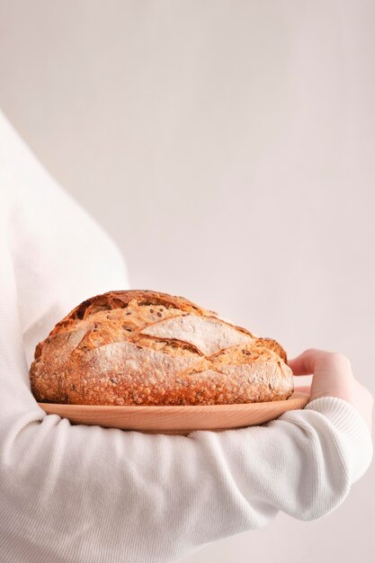 Side view bread on plate