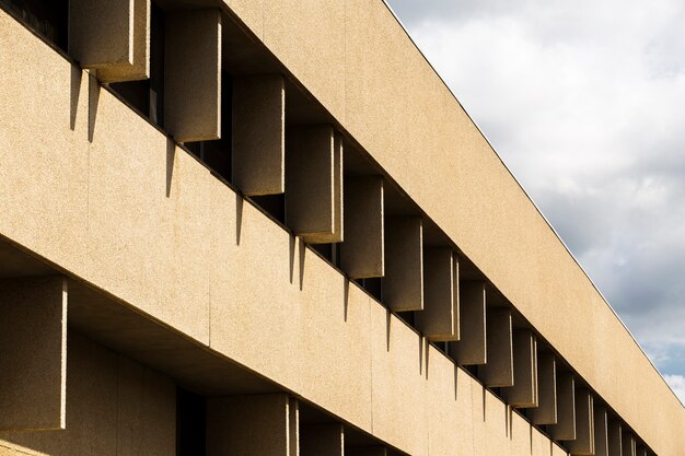 Side view building with coarse plaster surface