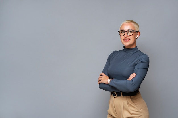 Side view business woman posing