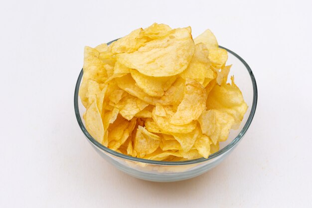 Side view chips in glass bowl horizontal