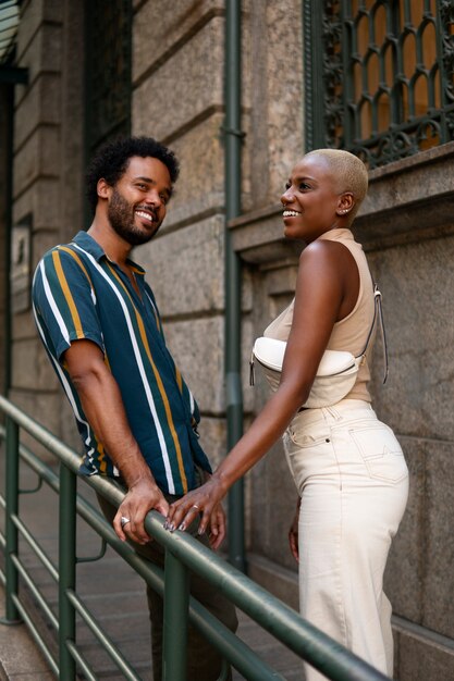 Side view couple spending time outdoors