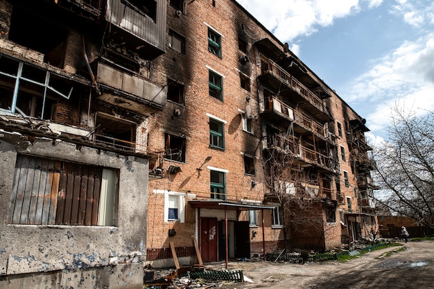 측면 보기 철거 건물 러시아의 우크라이나에서 전쟁