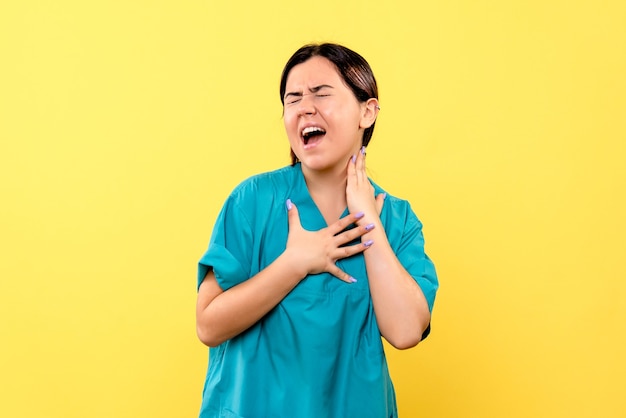 Side view of a doctor is happy with the health of patients