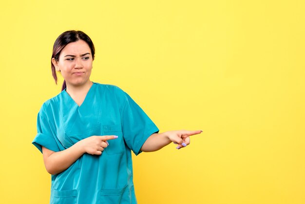 Side view of a doctor is interested in the health of patients