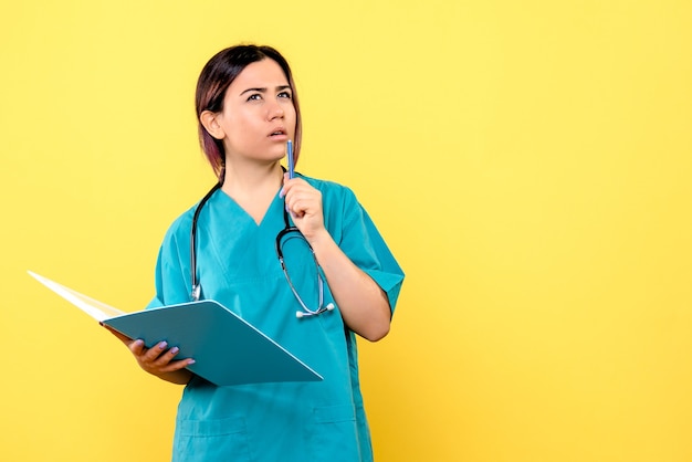 Side view of the doctor is thinking how to cure patients