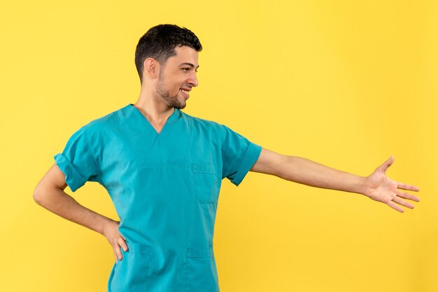 Side view of a doctor posing