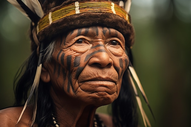 Side view elderly man with strong ethnic features