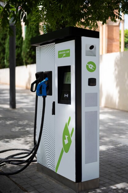 Side view electric car charging station