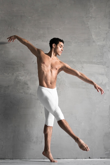 Side view of male ballet dancer