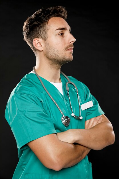 Side view of male doctor