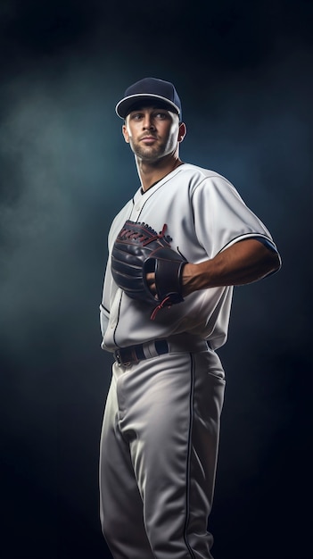 Free photo side view man playing baseball