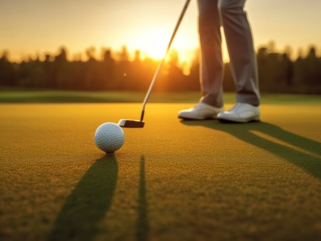 Free photo side view man playing golf in nature