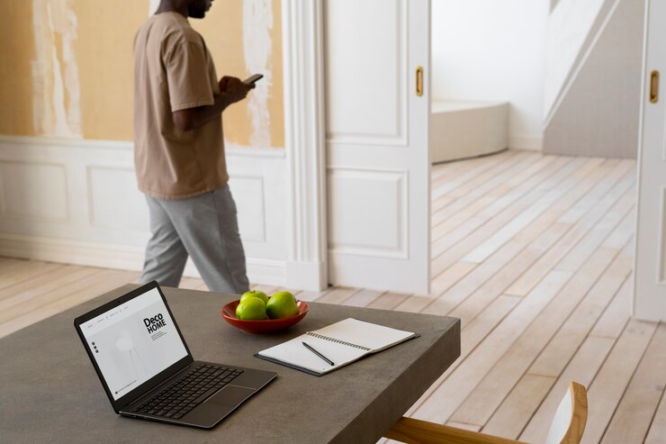 Free Photo side view man spending time at home