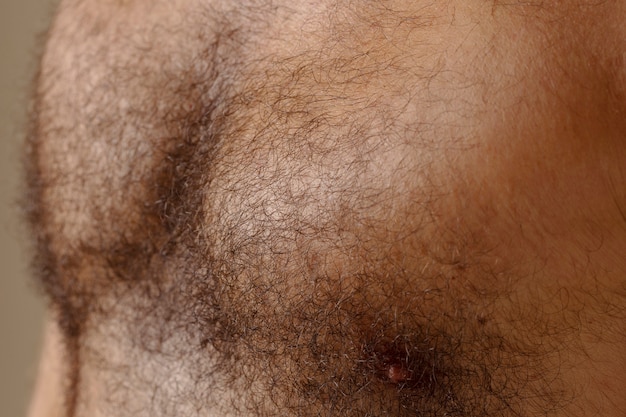 side view man with chest hair