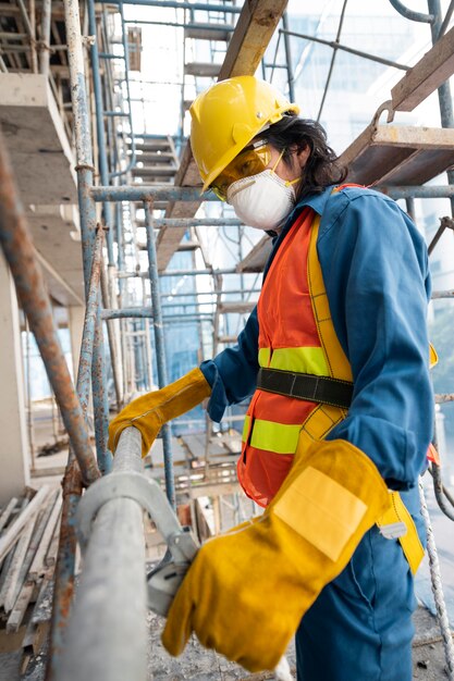 Side view man with safety equipment