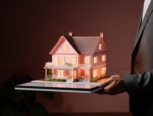 Side view man working as a real estate agent