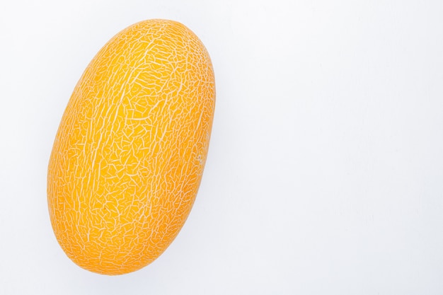 Side view of melon on white background with copy space