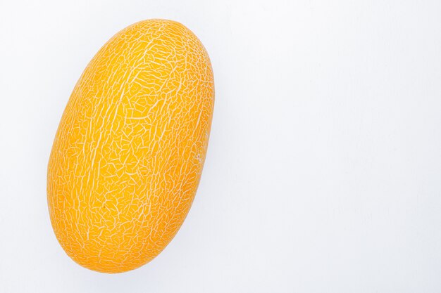 Side view of melon on white background with copy space