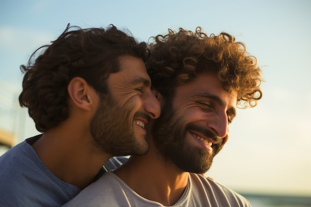 Foto gratuita uomini con vista laterale che sono romantici