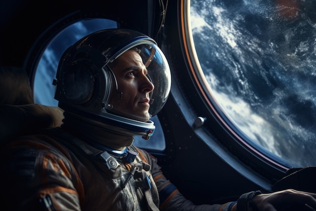 Бесплатное фото Фотореалистичный астронавт сбоку