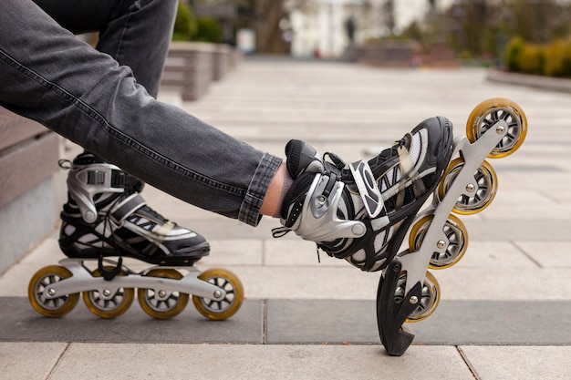 Free photo side view of roller blades