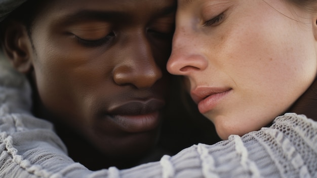 Foto gratuita abbracciare romantico delle coppie di vista laterale