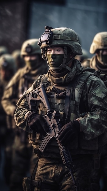Foto gratuita soldati con vista laterale che combattono insieme