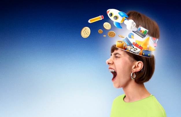 Free photo side view teen screaming finance concept