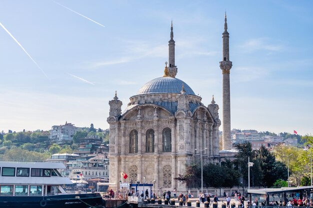 Side view of the turkish monumental landmark Buyuk Mecidiye Mosque
