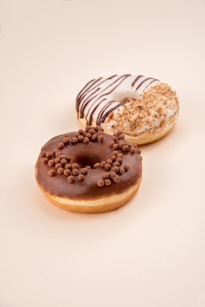 Side view of two donuts isolated