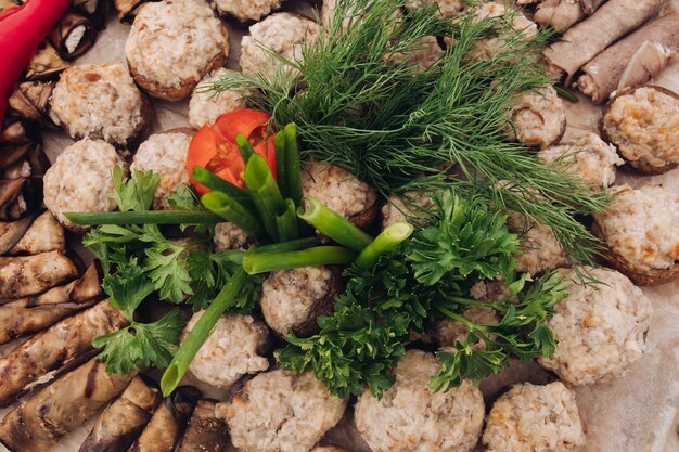 Side view of vegetables served on table during picnic