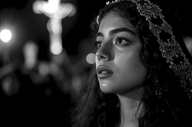 Side view woman celebrating holy week